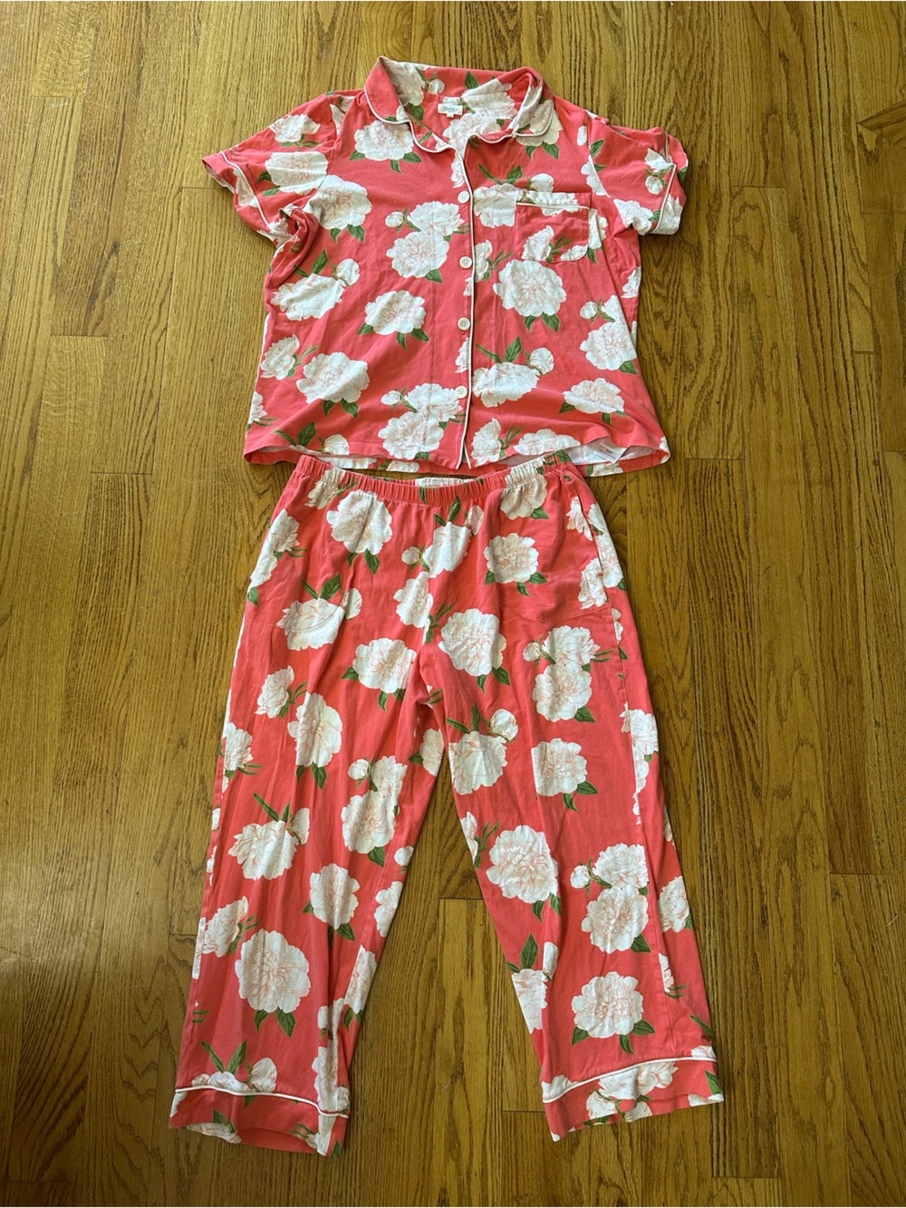 BedHead Pajamas Cropped Perfect Peonies Jersey Pajama Set - Picture 2 of 9